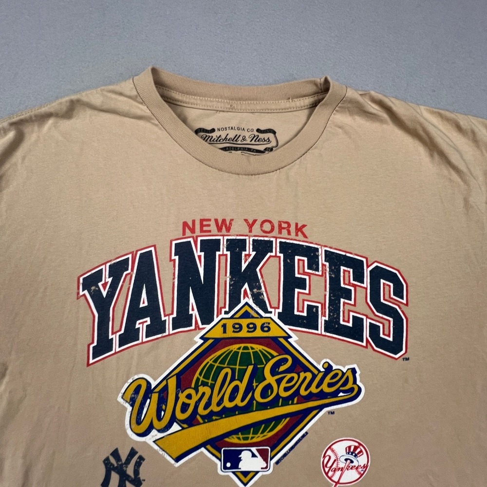 Mitchell & Ness NY Yankees T-Shirt Mens XL Tan 1996 World Series Champions - Picture 10 of 14